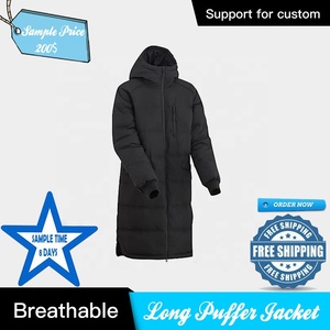 Black <b>Long</b> Down <b>Jacket</b> Men <b>Hooded</b> <b>Puffer</b> Coat Thick Zip Up Winter Solid Black Casual Outerwear 2026 - Product Image 3
