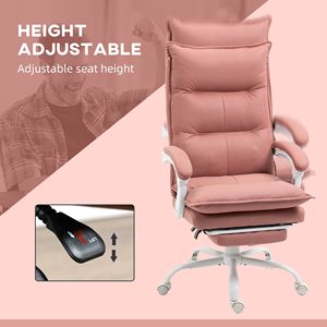 Sedia da Ufficio Riscaldata in Microfibra Rosa con Massaggio, Reclinabile e Poggiapiedi e Braccioli con Vibrazione a 6 Punti - Product Image 6