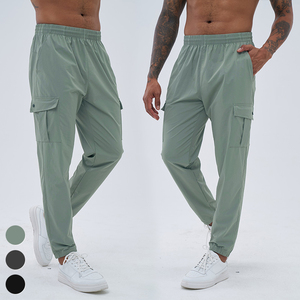 Pantalon de jogging décontracté pour homme, taille élastique, plusieurs poches, respirant, léger, pour l'été, noir - Product Image 2