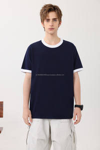 T-shirt unisexe en coton 200gsm Trendy Color Blocking Regular Fit O-Neck Shirts Custom Design for Men Women 100% Cotton Material - Product Image 2