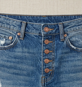 Women's High Waisted Pencil Denim Midi <b>Skirt</b> Solid Color Distressed Wash Casual Style Cotton Fabric Spring Wear - Product Image 6