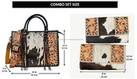 Fashion wanita kualitas tinggi 2 buah Set Combo tangan Tooled kulit Tote Handbag & tangan Tooled kulit sapi kulit kopling untuk wanita