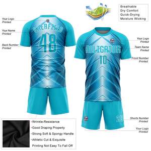 Conjunto de Uniforme de Fútbol Personalizado, 100% Poliéster, Impreso, Transpirable, Absorbente de Humedad, Camiseta y Pantalones Cortos de Fútbol, Fabricante OEM, Venta al Por Mayor - Product Image 3