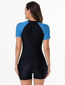 Maillot de bain une pièce pour femme, sport, entraînement, manches courtes, avec logo personnalisé, pour dames - Product Image 3
