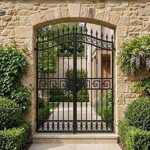 Portail double battant de sécurité en fer forgé thermolaqué robuste KHP, style européen, avec installation facile pour villa - Product Image 2