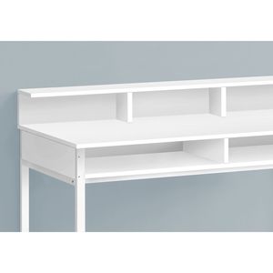 Modern 48L <b>White</b> Laminate and Metal <b>Computer</b> <b>Desk</b> with Storage Shelves for Home Office Work Laptop Standing <b>Computer</b> <b>Desk</b> - Product Image 3
