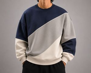 Sweat-shirt pull-over en jersey boutonné oversize à blocs de couleur, décontracté, unisexe, respirant, doux, confortable, coupe ajustée, mode hiver, haut de gamme - Product Image 1