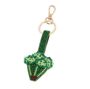 Handmade Seed Beads Embroidery Keychain With Floral Art Design Stylish Beaded Embroidered Keychain For Bags And Accessories - Product Image 2