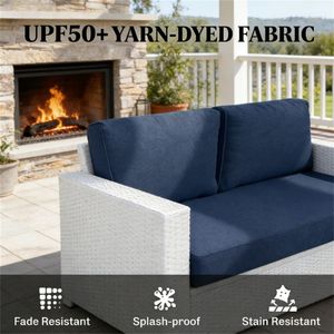 Cuscini per Divano da Esterno Blu Navy, 2 Cuscini per Arredamento da Terrazza - Solo Cuscino - Product Image 3