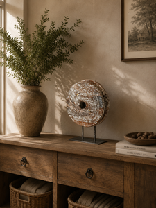 Meuble de rangement décoratif vintage en bois massif avec roues et support métallique pour salon, chambre, entrée, salle à manger - Product Image 4