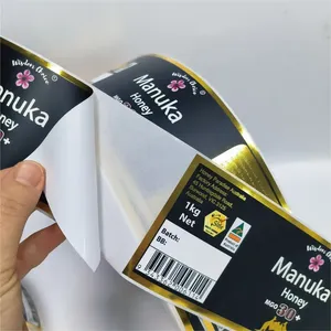 Etiquetas Adhesivas Personalizadas Ecológicas y Brillantes para Botellas de Miel - Rollo con Estampado en Dorado de Primera Calidad - Product Image 2