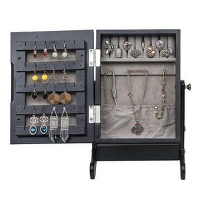 Scatola di immagazzinaggio in armadio nero piccolo specchio per gioielli Organizer - Product Image 1