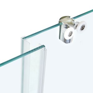 Porte de douche semi-cadre semi-encadrée étanche en verre trempé transparent de 6 mm (1/4 po) avec double porte coulissante en verre, 57,8-59 L x 70 H po - Product Image 3