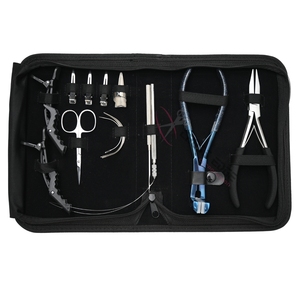 Hair Extension Tools Kit with Seamless Hair Pressing Tool Flat Tip Bead Closing Plier Bead Threading Wand Set Small Scissors - Product Image 6