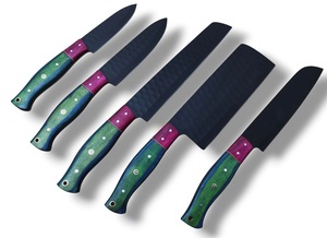 Ensemble de couteaux de chef en acier inoxydable Nordic Forge, cinq pièces, manches en bois Pakka, fabrication artisanale OEM personnalisée, ensemble de couteaux de cuisine avec sac de transport - Product Image 6