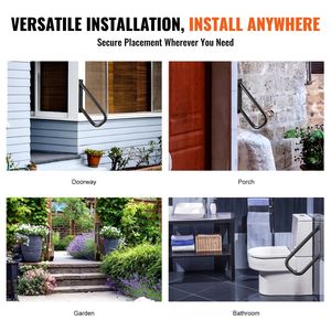 Corrimano per esterni nero opaco da 1,3 pollici per gradini, ringhiere di sicurezza lunghe 18,9 pollici per 1-2 gradini, dispositivi di assistenza - Product Image 6