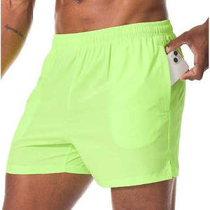 <b>Men's</b> Neon <b>Green</b> Quick Dry Athletic <b>Shorts</b> With Pockets Elastic Waist Sporty Style <b>Short</b> Length <b>shorts</b> - Product Image 4