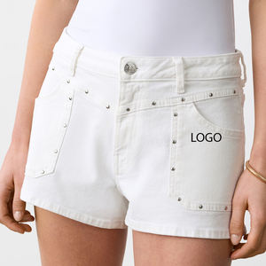 Pantalones Cortos de Mezclilla Casuales de Alta Calidad / Económicos, a la Moda, de Verano, Ajuste Holgado, Lavado Vintage, Elegantes - Product Image 1