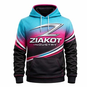 Sudadera con Capucha Deportiva de Moda, Color Degradado Rosa Neón-Negro, Personalizada con Impresión y Costuras a Medida, de Fabricante y Proveedor - Product Image 1
