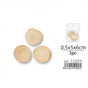 Base in Legno Naturale Rotonda ILAN 0.5x5x6cm, Set da 3 Pezzi per Artigianato - Product Image 2