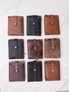 Genuine Leather Men's <b>Wallet</b> <b>RFID</b> Protection Snap Closure Nylon Lining Daily Use Short Size Fashion Brown Cash Credit Card - Product Image 6