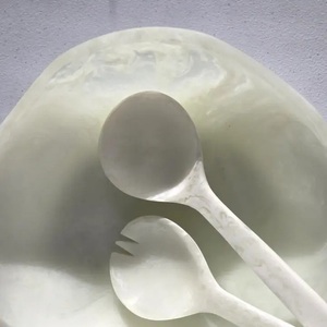 <b>Green</b> Resin Salad Servers Set with Unique Spoon and Fork Design Dishwasher and <b>Microwave</b> Safe for Serving Salads - Product Image 2