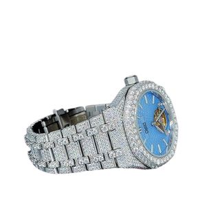 Montre mécanique vintage de luxe en acier inoxydable avec cadran bleu, verre cristal, boîtier rond, design unisexe - Product Image 5