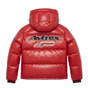 Avirex-Inspired Polyester Puffer Jacket Hood | Vintage Men's Hip-Hop <b>Summer</b> <b>Coat</b> <b>Long</b> High-Volume Waterproof Breathable - Product Image 1