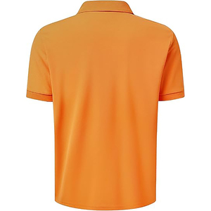Polo à manches courtes pour homme, couleur unie, orange, avec poche, tissu tissé, coupe classique, vêtements décontractés - Product Image 2