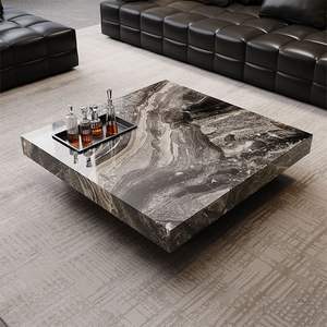 Mesa de centro de lujo con tapa de mármol y patas de metal - Product Image 1