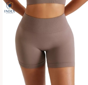 INDEX APPAREL High Waist Solid Color Knitted Sporty <b>Shorts</b> Breathable Spandex Polyester <b>Women's</b> <b>Compression</b> Yoga <b>Shorts</b> - Product Image 1