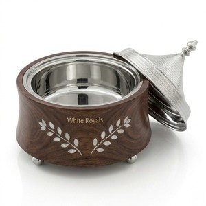 Olla de madera de lujo para calentar comida, calentador de alimentos de acero inoxidable, buffet de comida para Ramadán, Majlis, utensilios de cocina del Golfo, juego de platos. - Product Image 3