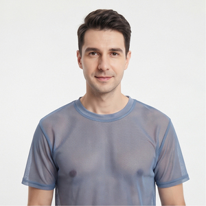 T-shirt en maille transparente haute performance, respirant et léger, 100 % polyester, idéal pour l'été - Product Image 6