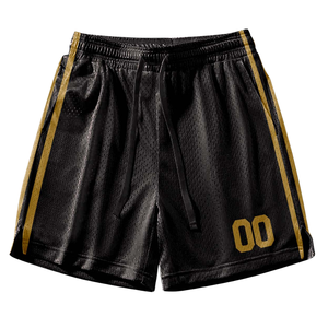 Conjunto de Uniforme de Baloncesto Retro Personalizado en Negro con Texto Dorado, Borde Dorado, Jersey y Pantalones Cortos, Diseño con Nombre y Número del Equipo - Product Image 5