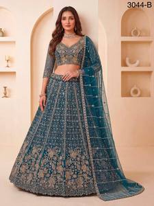 <b>Maroon</b> Embroidered Organza Lehenga Choli With Dupatta V-Neck Long Sleeve Floor-Length A-Line <b>Bridesmaid</b> <b>Dress</b> 3044-A - Product Image 6
