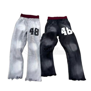 Pantalon de jogging évasé oversize streetwear délavé et usé de haute qualité - Product Image 2