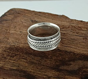 Wholesale Classic 925 Sterling Silver Party <b>Spinner</b> <b>Ring</b> Braided Rope Beaded Double Spinning Band Anti Anxiety Meditation - Product Image 2