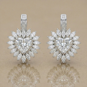 Heart Cut Diamond Drop <b>Earrings</b> 925 <b>Silver</b> Rhodium Plated Luxury Women <b>Wedding</b> Jewelry - Product Image 1