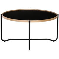 Table basse moderne élégante et durable LUOOMA, structure en bois courbé naturel, base en acier robuste en forme de X, garantie 1 an, multi-usages