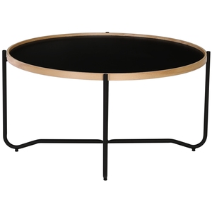 Table basse ronde élégante avec structure en bois courbé naturel et base en acier robuste en forme de X pour salon et villa - Product Image 2