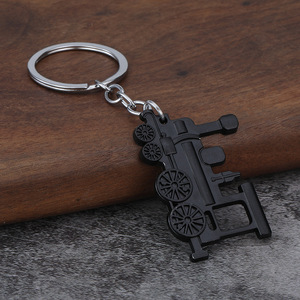 Spoked-Wheel Locomotive Keychain Zinc Alloy Gold Tone Railway <strong>Engine</strong> Keyring for Model Railroad Club Souvenirs - Product Image 4