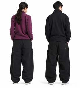 **Unisex <b>Black</b> Wide Leg Cargo Pants <b>Plus</b> <b>Size</b> Nylon Cotton Waterproof Windproof Drawstring Streetwear <b>Trousers</b> Custom OEM Wholes - Product Image 3