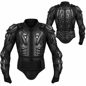 Combinaison de course moto unisexe Guruna rouge, blanc et bleu à manches longues en polyester, séchage rapide, respirante, avec blocs de couleur sur le devant pour le motocross - Product Image 1