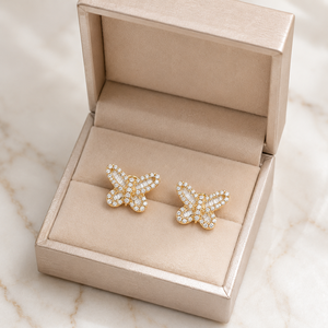 Boucles d'oreilles créoles minimalistes en argent 925 glacé pour femme, motif papillon personnalisé, avec diamants de laboratoire, bijoux de mode pour petite amie - Product Image 3