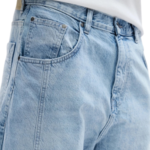 Pantalones vaqueros casuales de hombre azules transpirables de secado rápido, de pierna ancha, corte holgado y relajado, de mezclilla lavada, de algodón, con cinco bolsillos y cierre de botón, tiro medio. - Product Image 3