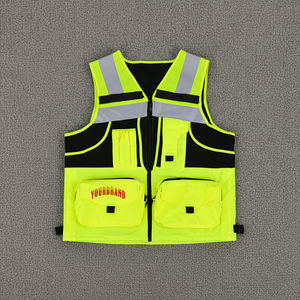 Gilet de sécurité réfléchissant haute visibilité avec logo personnalisé, maille imperméable ANSI Classe 1, LED clignotante, multi-poches, taille M, pour ingénieur de sécurité - Product Image 4