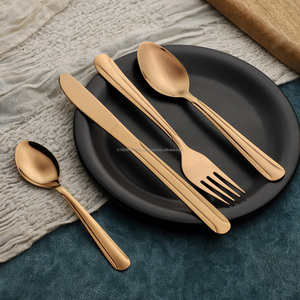 Juego de cubiertos de pasión PVD de oro rosa Grado 202/304 Cuchara brillante de acero inoxidable Tenedor Cuchillo Cuchara de bebé Fiestas únicas Made India - Product Image 1