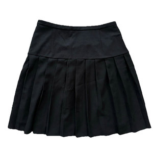 Gothic Punk Women's Black Pleated Mini <b>Skirt</b> High Waisted Faux Leather <b>Patchwork</b> <b>Skirt</b> with Silver Eyelet - Product Image 2