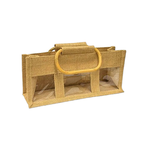 Sac de transport pour bocaux en jute écologique, réutilisable, en toile de jute, sac fourre-tout pour bouteilles, imprimé sur mesure, emballage cadeau multi-bocaux - Product Image 2