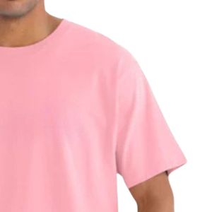 T-shirt rose clair pour homme, col rond, manches courtes, en coton doux, décontracté, coupe ample, léger, respirant, streetwear d'été - Product Image 6